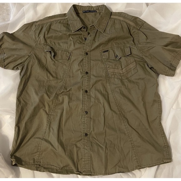 VTG Marithe Francois Girbaud Button Up Shirt Cotton Green Men’s XXL - Picture 2 of 7